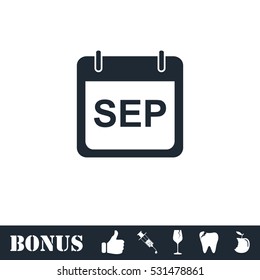 Calendar icon flat. Vector illustration symbol and bonus pictogram