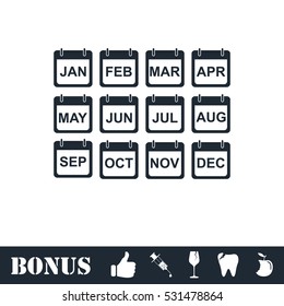 Calendar icon flat. Vector illustration symbol and bonus pictogram