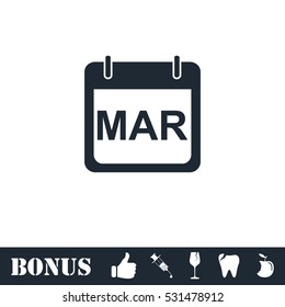 Calendar icon flat. Vector illustration symbol and bonus pictogram