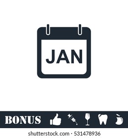 Calendar icon flat. Vector illustration symbol and bonus pictogram