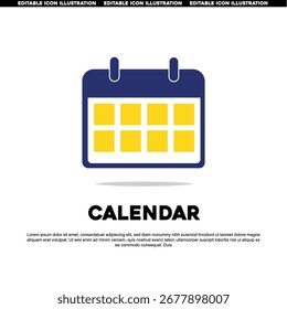 Icono de calendario. Icono de Vector plano de la página de calendario mensual. Símbolo de programación editable.