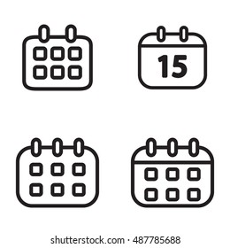 Calendar icon in four variations. Vector illustration.