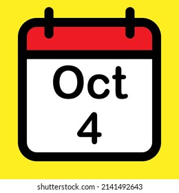 Icono del calendario cuarto de octubre, ilustración del vector
