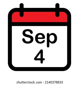 Calendar icon with fourth September, vector illustration