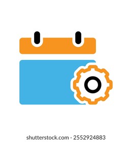 icono de calendario. Calendario con ícono de engranaje. ícono de Vector de calendario. tiempos o agenda importantes. Estilo de diseño sólido. diseño de Vector