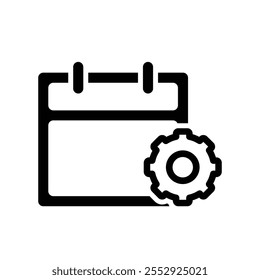 calendar icon. Calendar with gear icon. calendar vector icon. important times or agenda. Line design style. vector design