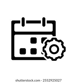 ícone de calendário. Calendário com ícone de engrenagem. ícone do vetor de calendário. horários importantes ou agenda. Estilo de design de linha. design de vetor