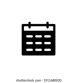 Icono de calendario en estilo glifo o negro sólido. Vector