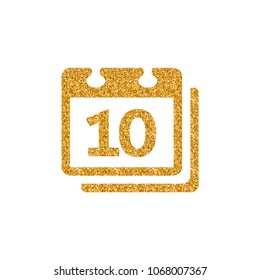 Calendar icon in gold glitter texture. Sparkle luxury style vector illustration.
