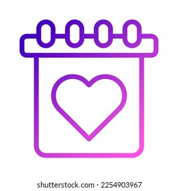 icono de calendario gradiente de color púrpura estilo valentina ilustración elemento vector y símbolo perfecto. Signo de icono de la colección moderna para la web.