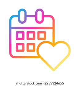 calendar icon gradient style valentine vector illustration perfect. Icon sign from modern collection for web. Nice design perfect.