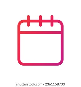 Calendar Icon. Calendar Gradient Icon Symbol Vector Illustration