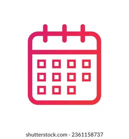 Calendar Icon. Calendar Gradient Icon Symbol Vector Illustration