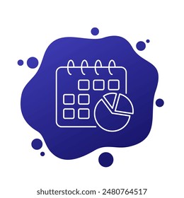 Icono de calendario con gráfico, diseño de línea