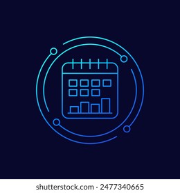Kalendersymbol mit einem Diagramm, lineares Design