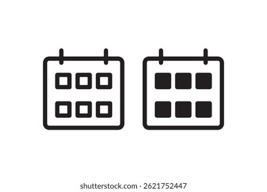 Ícone de calendário com layout de grade no vetor