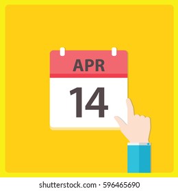 Calendar icon with a hand - Apr 14