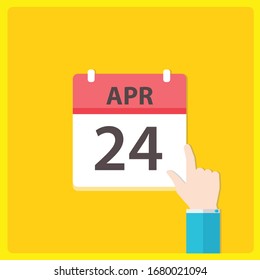 Calendar icon with a hand - Apr 24