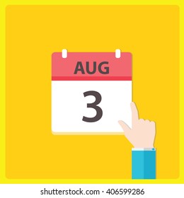 Calendar icon with a hand - Aug 3