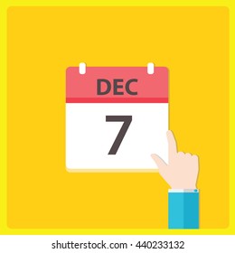 Calendar icon with a hand - Dec 7