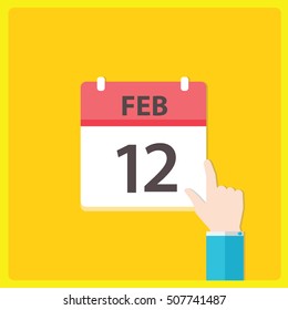 Calendar icon with a hand - Feb 12