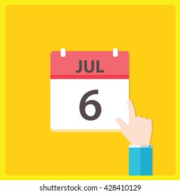 Calendar icon with a hand - Jul 6