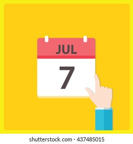 Calendar icon with a hand - Jul 7