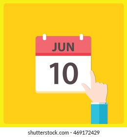 Calendar icon with a hand - Jun 10