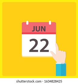 Calendar icon with a hand - Jun 22