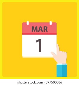 Calendar icon with a hand - Mar 1