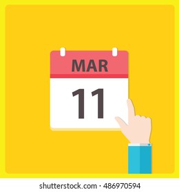 Calendar icon with a hand - Mar 11