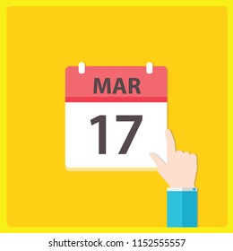 Calendar icon with a hand - Mar 17
