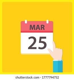Calendar icon with a hand - Mar 25