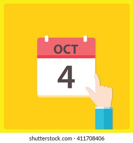 Calendar icon with a hand - Oct 4