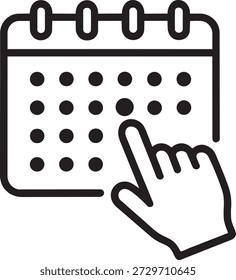 Ícone de calendário com design de vetor de toque manual