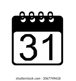 The calendar icon has a number indicating the date 31.Isolated vector illustration on a white background.