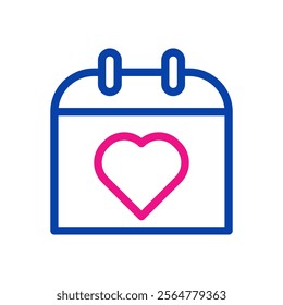 Calendar icon with heart. Concept of love, romance, and Valentine's Day.