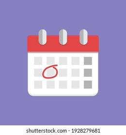 Calendar icon. Highlighted day on the calendar. Flat vector illustration