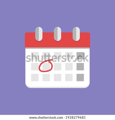 Calendar icon. Highlighted day on the calendar. Flat vector illustration