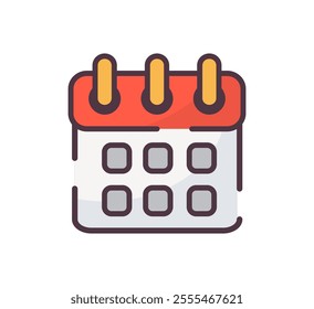 Calendar icon illustration. Flat line color icon of clean design calendar icon. Perfect for apps or websites. Colored outline icon.