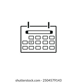 Icono de calendario, icono que indica la fecha del evento, Ilustración vectorial plana aislada sobre un fondo blanco