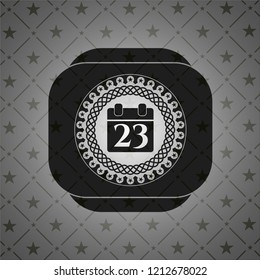 calendar icon inside black emblem