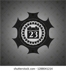 calendar icon inside black emblem