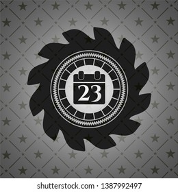 calendar icon inside black emblem