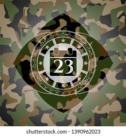 calendar icon inside camouflage emblem