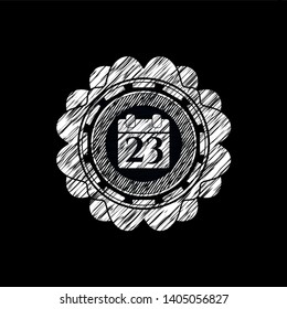 calendar icon inside chalk emblem