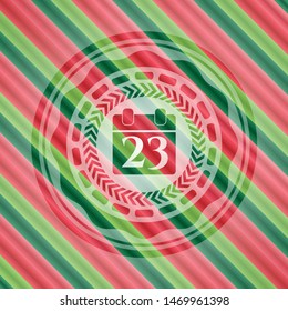calendar icon inside christmas colors style badge.