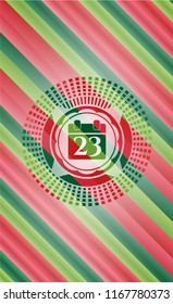calendar icon inside christmas emblem background.
