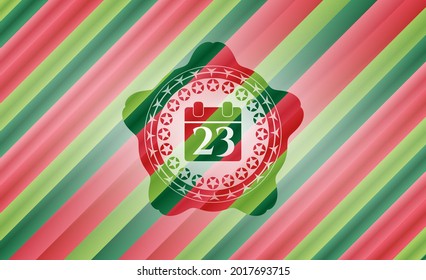 calendar icon inside christmas style badge.. 