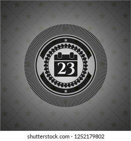 calendar icon inside dark emblem